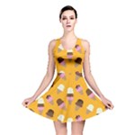Ice cream on an orange background pattern                                                             Reversible Skater Dress
