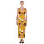 Ice cream on an orange background pattern                                                             Fitted Maxi Dress