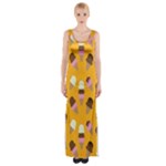 Ice cream on an orange background pattern                                                             Maxi Thigh Split Dress