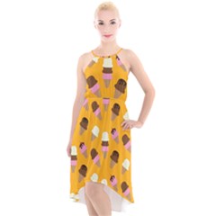 High-Low Halter Chiffon Dress  