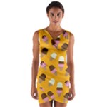 Ice cream on an orange background pattern                                                                Wrap Front Bodycon Dress