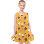 Ice cream on an orange background pattern                                                          Kids  Cross Back Dress