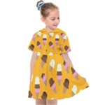 Ice cream on an orange background pattern                                                         Kids  Sailor Dress