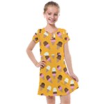 Ice cream on an orange background pattern                                                           Kids  Cross Web Dress