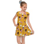Ice cream on an orange background pattern                                                            Kids Cap Sleeve Dress