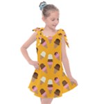 Ice cream on an orange background pattern                                                         Kids  Tie Up Tunic Dress