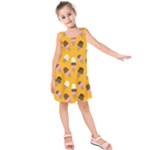 Ice cream on an orange background pattern                                                            Kid s Sleeveless Dress