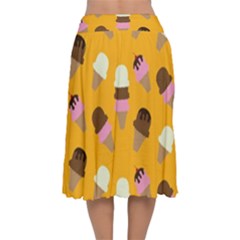 Velvet Flared Midi Skirt 