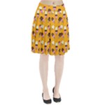 Ice cream on an orange background pattern                                                         Pleated Skirt
