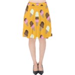Ice cream on an orange background pattern                                                            Velvet High Waist Skirt