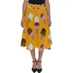 Ice cream on an orange background pattern                                                             Perfect Length Midi Skirt