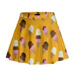Ice cream on an orange background pattern                                                               Mini Flare Skirt