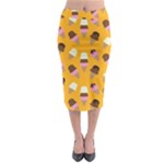 Ice cream on an orange background pattern                                                               Midi Pencil Skirt