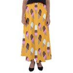 Ice cream on an orange background pattern                                                           Flared Maxi Skirt