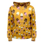 Ice cream on an orange background pattern                                                             Women s Pullover Hoodie