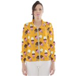 Ice cream on an orange background pattern                                                             Wind Breaker (Women)
