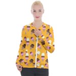 Ice cream on an orange background pattern                                                           Casual Zip Up Jacket