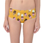 Ice cream on an orange background pattern                                                             Mid-Waist Bikini Bottoms