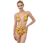 Ice cream on an orange background pattern                                                            Tied Up Two Piece Swimsuit