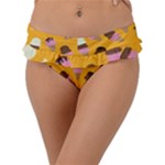 Ice cream on an orange background pattern                                                           Frill Bikini Bottom