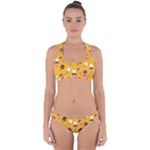 Ice cream on an orange background pattern                                                            Cross Back Hipster Bikini Set