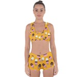 Ice cream on an orange background pattern                                                            Racerback Boyleg Bikini Set