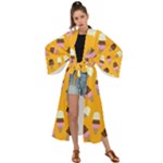 Ice cream on an orange background pattern                                                          Maxi Kimono