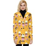 Ice cream on an orange background pattern                                                         Button Up Hooded Coat