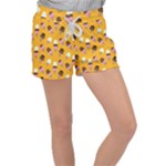 Ice cream on an orange background pattern                                                          Women s Velour Lounge Shorts