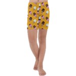 Ice cream on an orange background pattern                                                            Kids  Lightweight Velour Capri Yoga Leggings