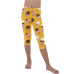 Ice cream on an orange background pattern                                                          Kids  Lightweight Velour Capri Leggings