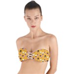 Ice cream on an orange background pattern                                                        Twist Bandeau Bikini Top