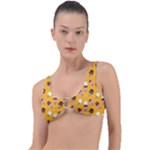 Ice cream on an orange background pattern                                                             Ring Detail Bikini Top