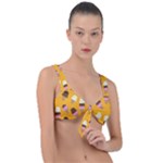 Ice cream on an orange background pattern                                                             Front Tie Bikini Top
