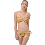 Ice cream on an orange background pattern                                                          Twist Bandeau Bikini Set