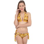 Ice cream on an orange background pattern                                                             Tie It Up Bikini Set