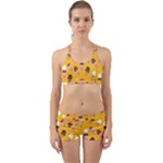 Ice cream on an orange background pattern                                                             Back Web Sports Bra Set