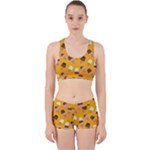 Ice cream on an orange background pattern                                                             Work It Out Sports Bra Set