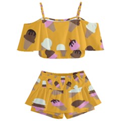 Kids  Off Shoulder Skirt Bikini 