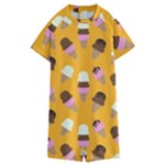 Ice cream on an orange background pattern                                                           Kids  Boyleg Half Suit Swimwear