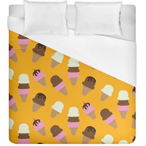 Ice cream on an orange background pattern                                                              Duvet Cover (King Size) from ArtsNow.com