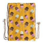 Ice cream on an orange background pattern                                                             Large Drawstring Bag