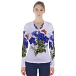 Vintage-blume-kunst-clipart-16307836606qy-removebg-preview V-Neck Long Sleeve Top