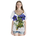 Vintage-blume-kunst-clipart-16307836606qy-removebg-preview V-Neck Flutter Sleeve Top
