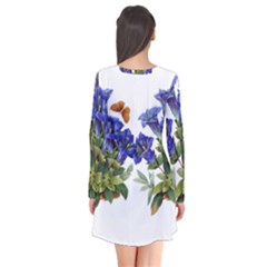 Long Sleeve V-neck Flare Dress 