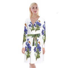 Long Sleeve Velvet Front Wrap Dress 