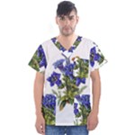 Vintage-blume-kunst-clipart-16307836606qy-removebg-preview Men s V-Neck Scrub Top