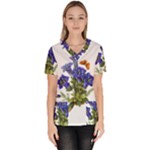 Vintage-blume-kunst-clipart-16307836606qy-removebg-preview Women s V-Neck Scrub Top