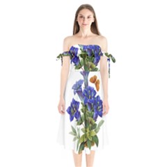 Shoulder Tie Bardot Midi Dress 