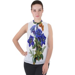 Mock Neck Chiffon Sleeveless Top 